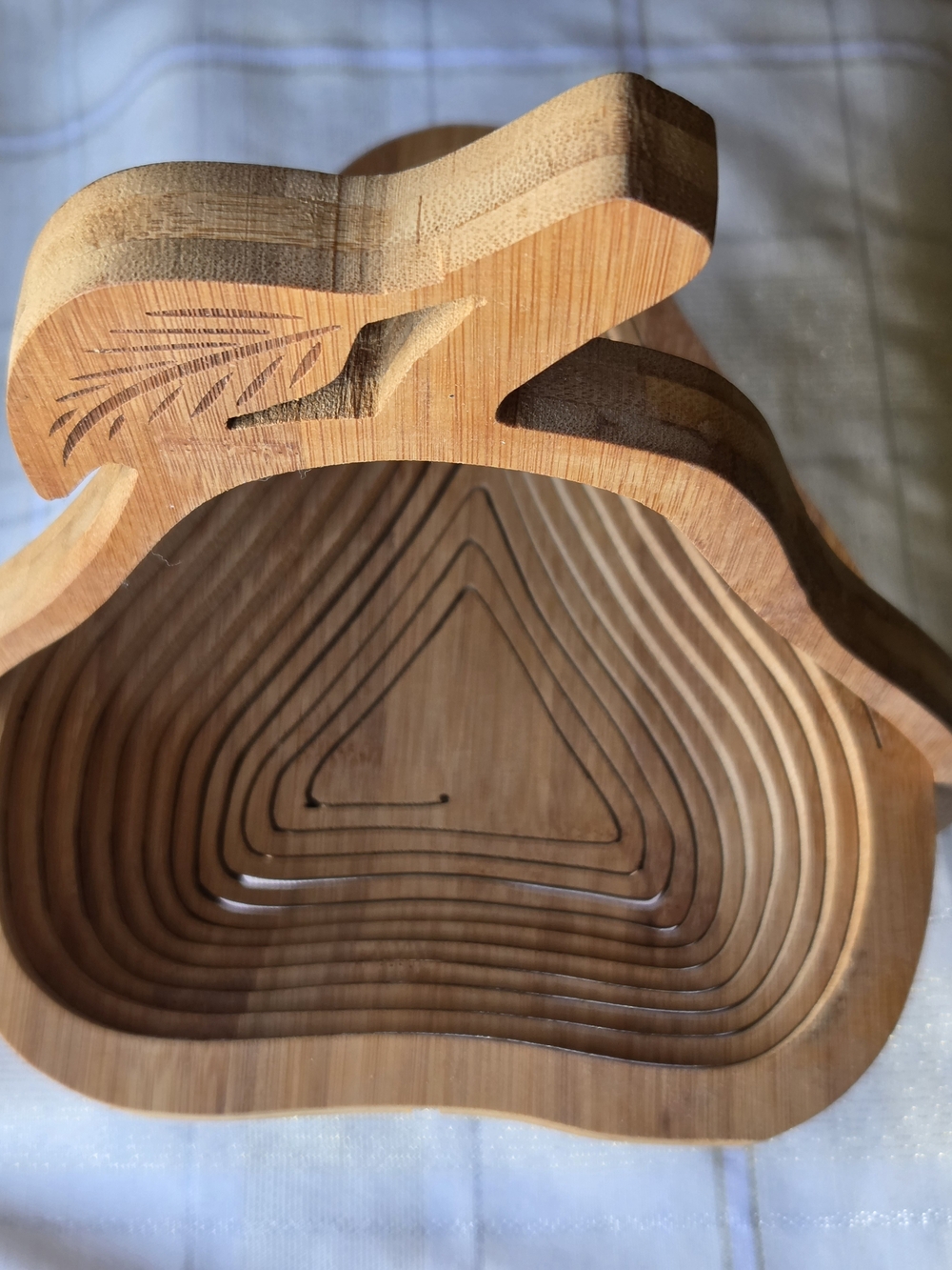 vintage wooden pear-shaped collapsible fruit basket